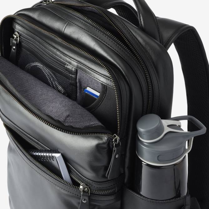 Allen Edmonds unissex mochila de couro 68T8D378 couro preto