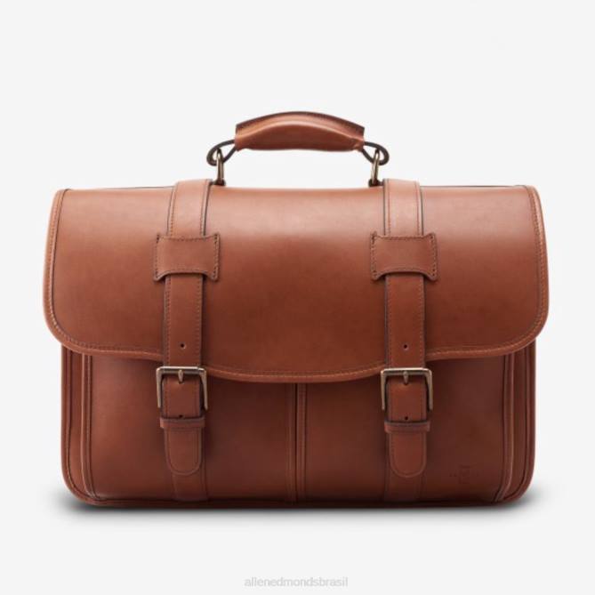Allen Edmonds unissex coleção de couro de sela - maleta de aba dupla 68T8D370 bronzeado