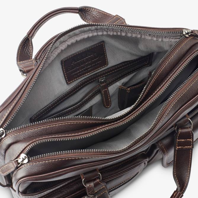 Allen Edmonds unissex coleção de grãos americana - maleta multibolsos 68T8D400 marrom escuro