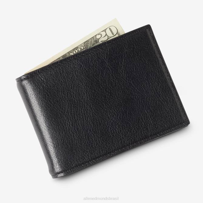 Allen Edmonds unissex carteira de couro bifold com clipe de dinheiro 68T8D327 couro preto