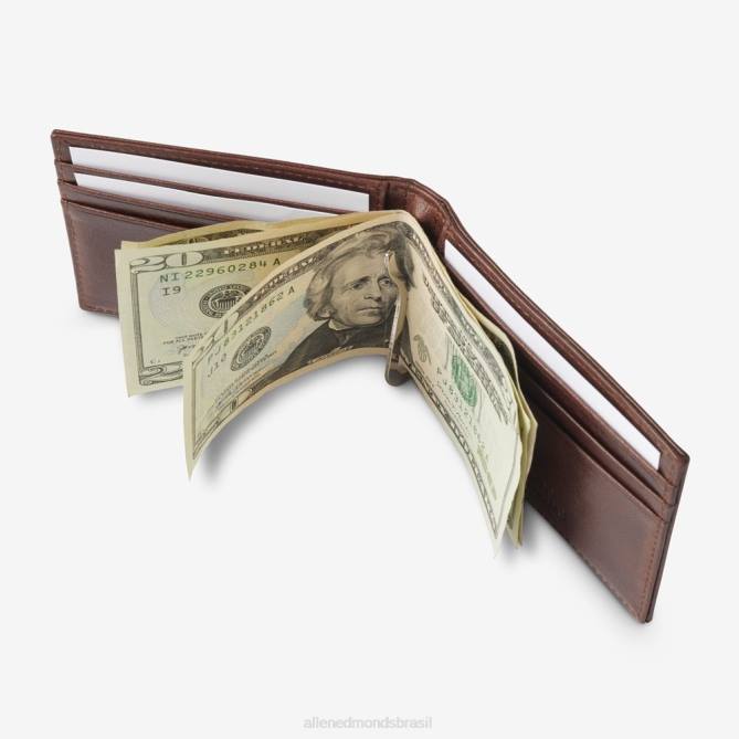 Allen Edmonds unissex carteira de couro bifold com clipe de dinheiro 68T8D576 Couro Marrom