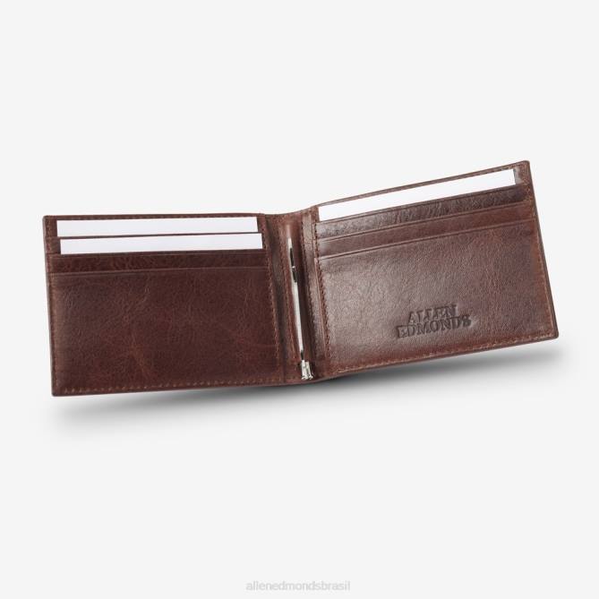 Allen Edmonds unissex carteira de couro bifold com clipe de dinheiro 68T8D576 Couro Marrom