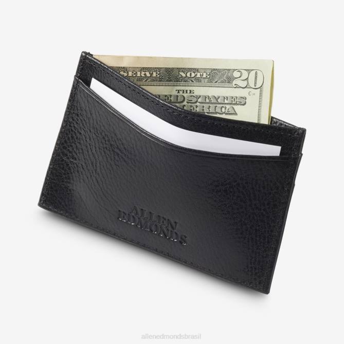 Allen Edmonds unissex estojo de cartão fino 68T8D326 couro preto