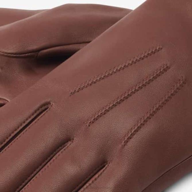 Allen Edmonds unissex luvas tecnológicas de couro forradas com caxemira 68T8D592 marrom sela