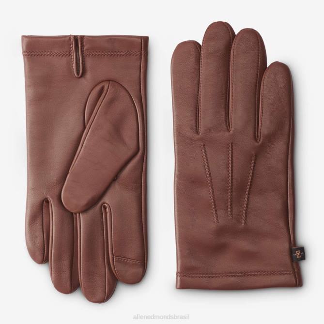Allen Edmonds unissex luvas tecnológicas de couro forradas com caxemira 68T8D592 marrom sela