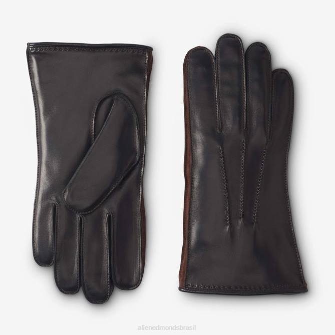 Allen Edmonds unissex luvas tecnológicas forradas de caxemira de couro misto 68T8D393 preto