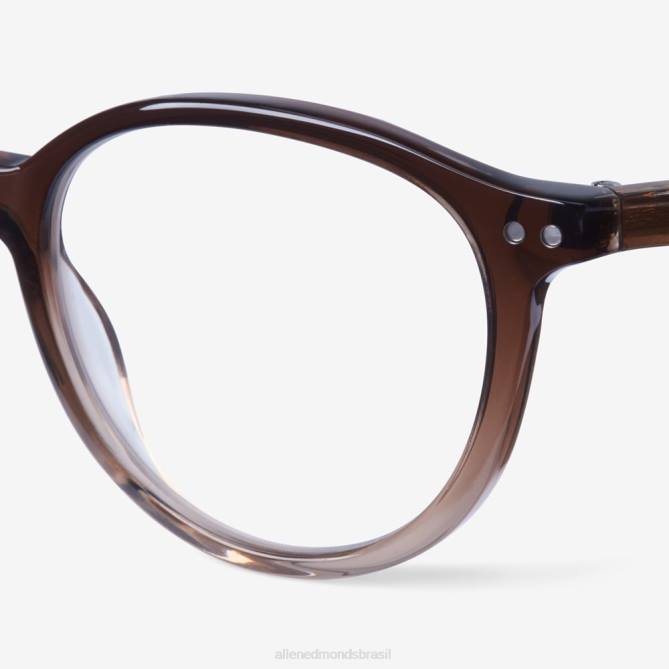 Allen Edmonds unissex óculos de leitura de armação redonda da coleção alan j 68T8D373 marrom/cristal fade