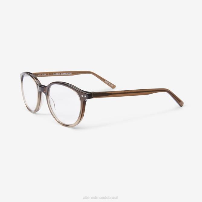 Allen Edmonds unissex óculos de leitura de armação redonda da coleção alan j 68T8D373 marrom/cristal fade