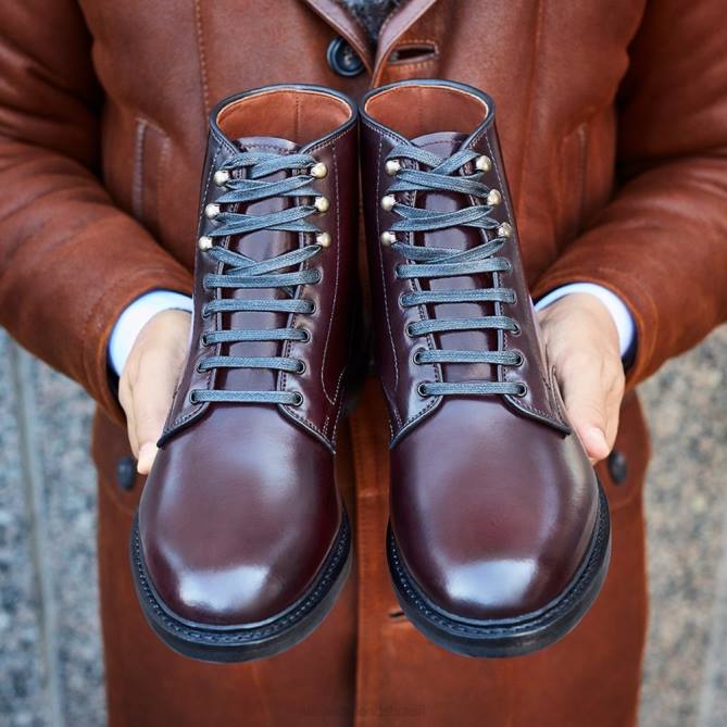 Allen Edmonds homens bota higgins mill com couro cordovan shell 68T8D291 bordô de cordovão
