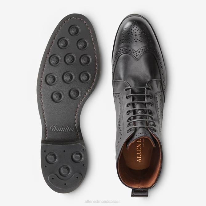 Allen Edmonds homens bota modelo dalton wingtip com solado de borracha dainite 68T8D116 preto