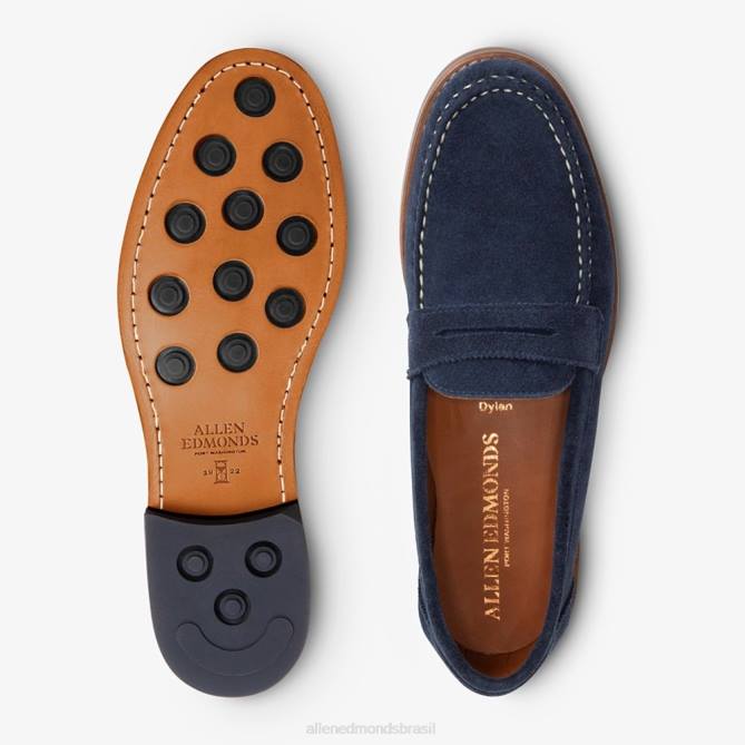 Allen Edmonds homens mocassim dylan penny 68T8D350 camurça azul marinho