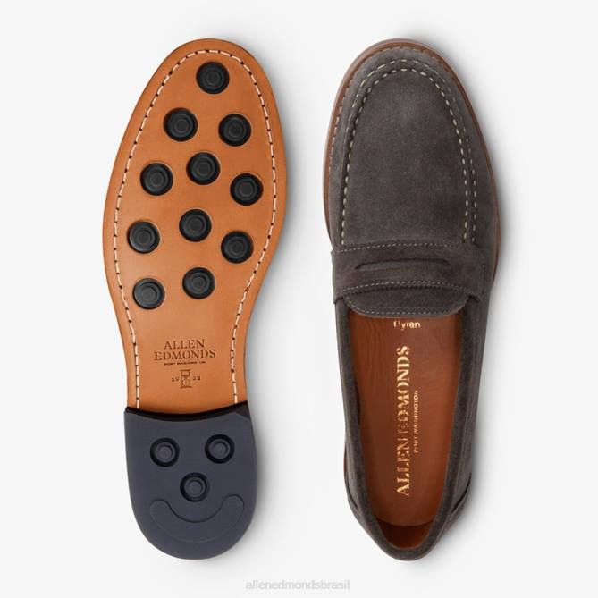 Allen Edmonds homens mocassim dylan penny 68T8D351 camurça cinza