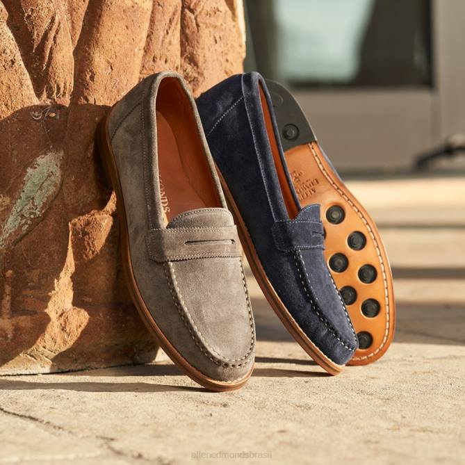 Allen Edmonds homens mocassim dylan penny 68T8D351 camurça cinza