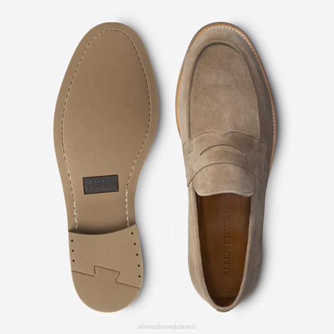 Allen Edmonds homens mocassim newton penny 68T8D382 camurça taupe