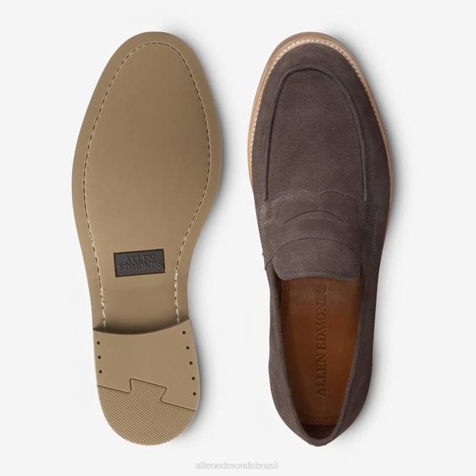 Allen Edmonds homens mocassim newton penny 68T8D383 camurça cinza