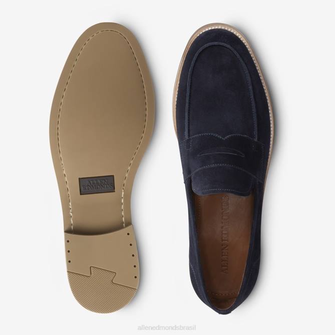Allen Edmonds homens mocassim newton penny 68T8D384 camurça azul marinho