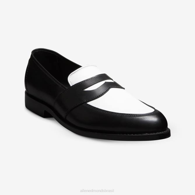 Allen Edmonds homens mocassim penny espectador randolph 68T8D170 couro preto/branco