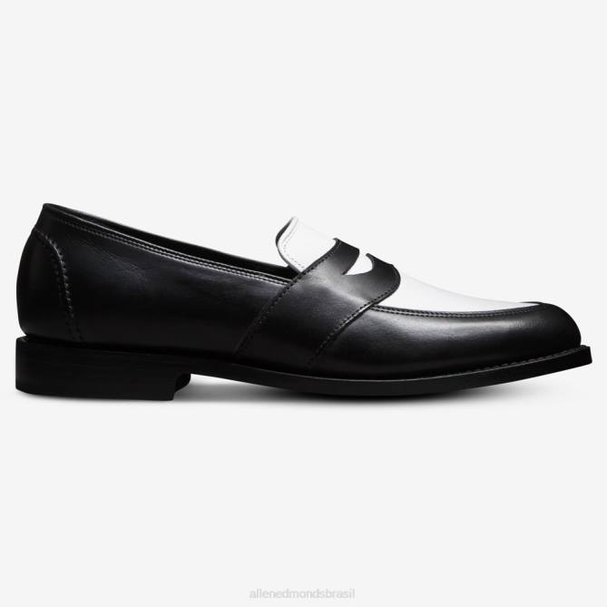 Allen Edmonds homens mocassim penny espectador randolph 68T8D170 couro preto/branco