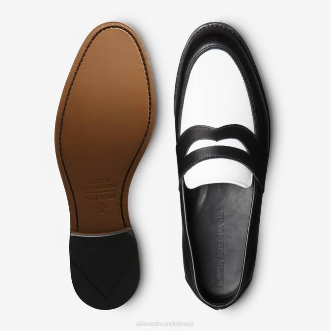 Allen Edmonds homens mocassim penny espectador randolph 68T8D170 couro preto/branco