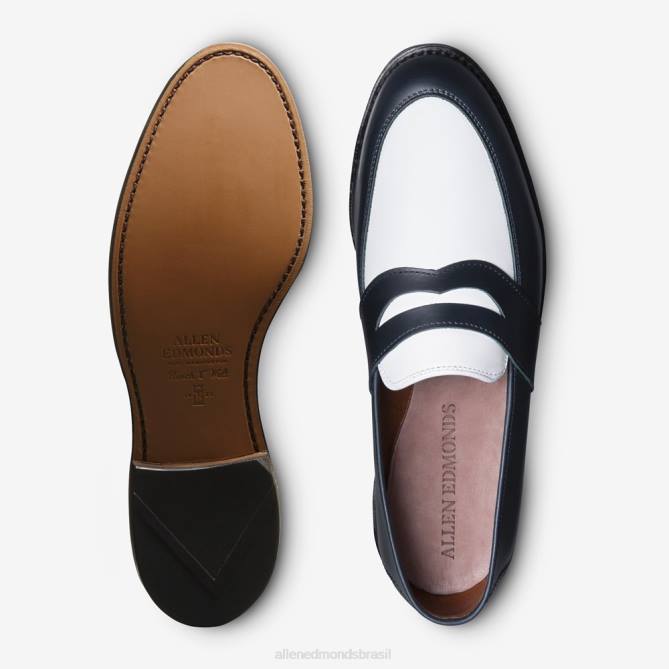 Allen Edmonds homens mocassim penny espectador randolph 68T8D171 couro marinho/branco