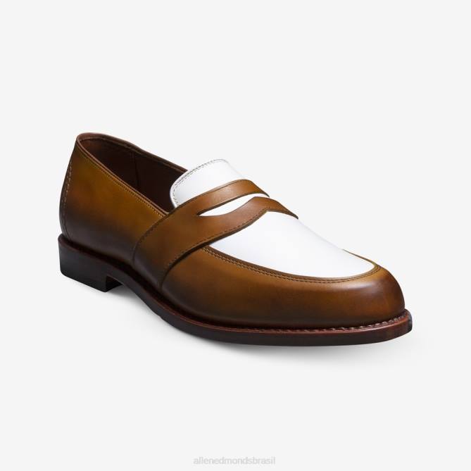 Allen Edmonds homens mocassim penny espectador randolph 68T8D6 nogueira/couro branco