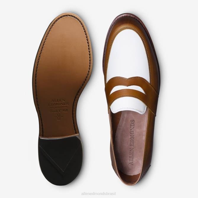 Allen Edmonds homens mocassim penny espectador randolph 68T8D6 nogueira/couro branco