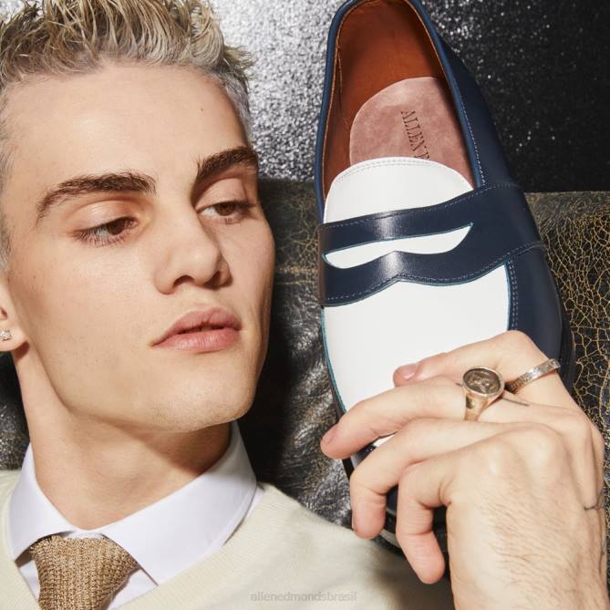 Allen Edmonds homens mocassim penny espectador randolph 68T8D6 nogueira/couro branco