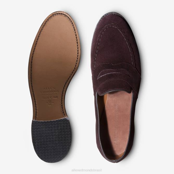 Allen Edmonds homens mocassim randolph penny 68T8D35 camurça bordô