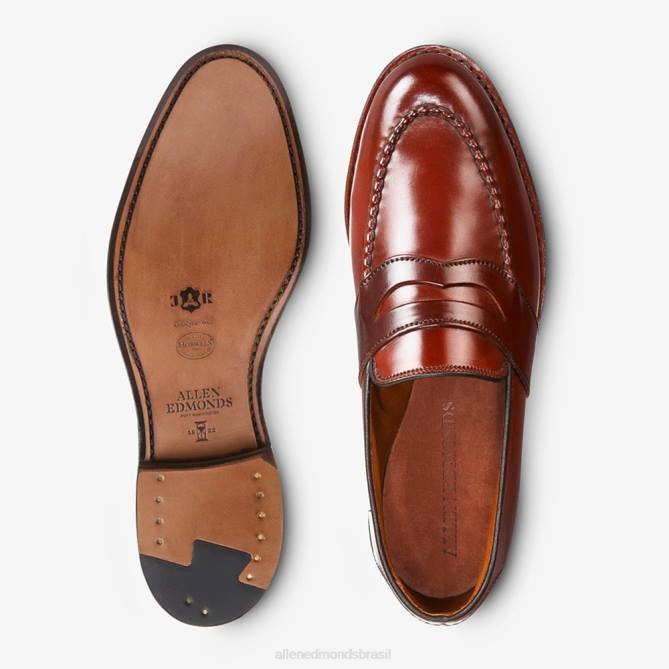 Allen Edmonds homens randolph shell cordovan mocassim penny 68T8D302 pimentão cordovan