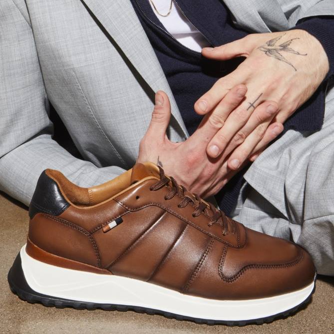 Allen Edmonds homens Lawson tênis com cadarço 68T8D335 couro castanho