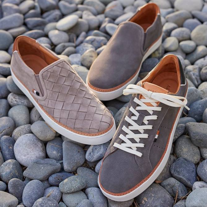 Allen Edmonds homens tênis slip-on tecido alpha 68T8D315 camurça cinza estanho