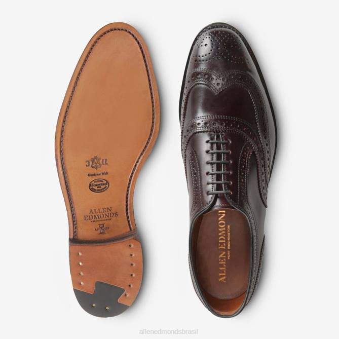 Allen Edmonds homens sapato social cambridge shell cordovan wingtip 68T8D49 Borgonha