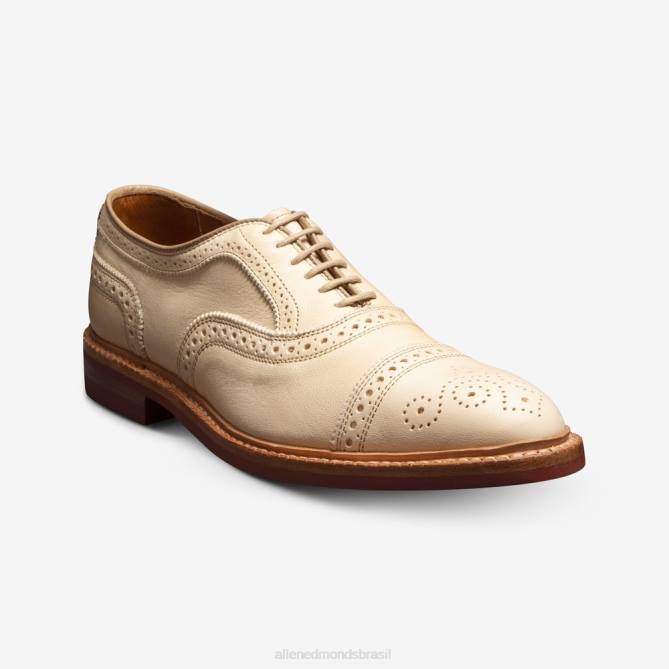 Allen Edmonds homens Strandmok Oxford cap toe com sola de borracha dainite 68T8D14 osso couro curtido vegetal