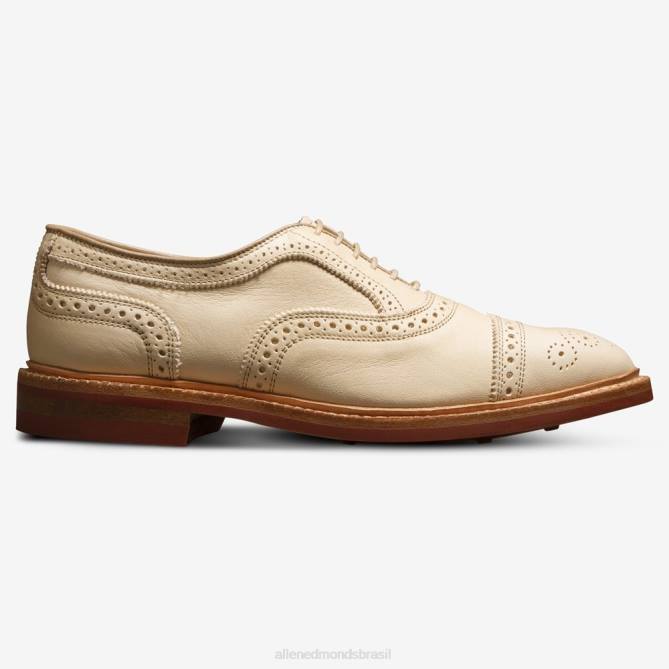 Allen Edmonds homens Strandmok Oxford cap toe com sola de borracha dainite 68T8D14 osso couro curtido vegetal