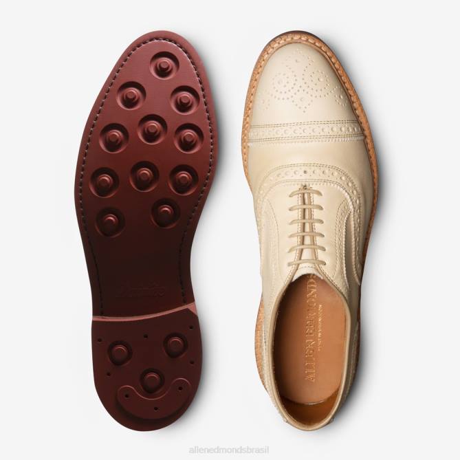 Allen Edmonds homens Strandmok Oxford cap toe com sola de borracha dainite 68T8D14 osso couro curtido vegetal