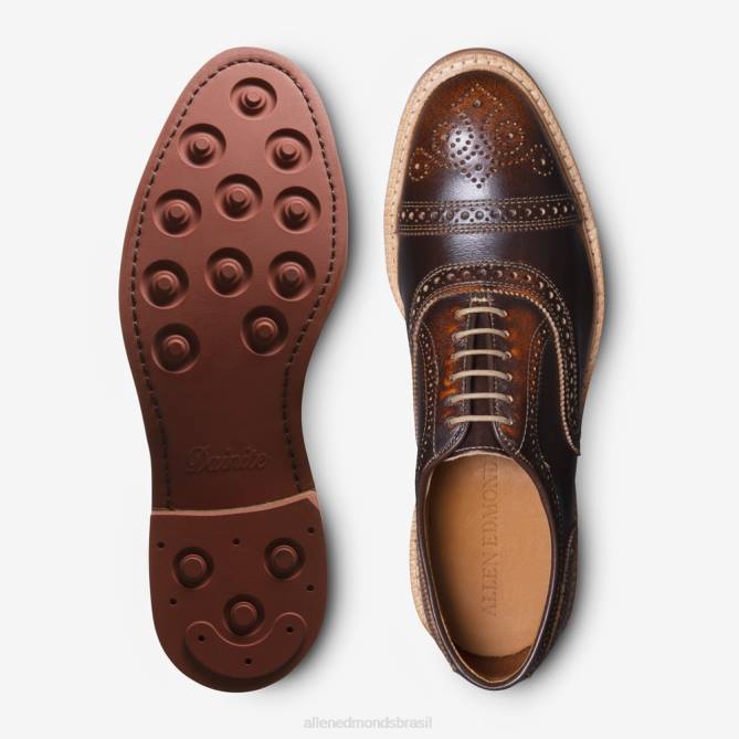 Allen Edmonds homens Strandmok Oxford cap toe com sola de borracha dainite 68T8D224 marrom