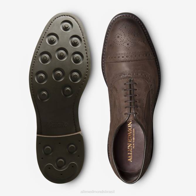 Allen Edmonds homens Strandmok Oxford cap toe com sola de borracha dainite 68T8D228 nubuck marrom