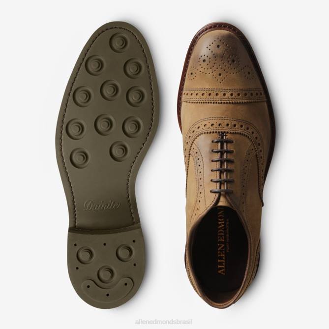 Allen Edmonds homens Strandmok Oxford cap toe com sola de borracha dainite 68T8D244 nubuck bronzeado