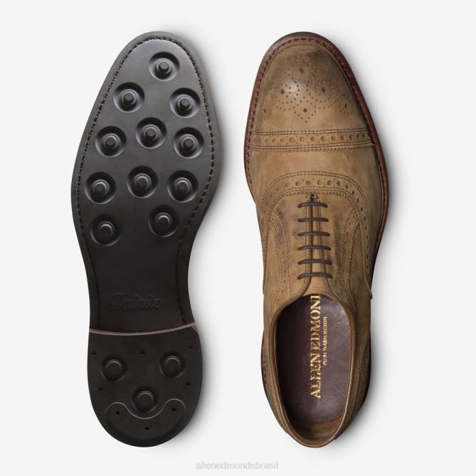 Allen Edmonds homens Strandmok Oxford cap toe com sola de borracha dainite 68T8D244 nubuck bronzeado