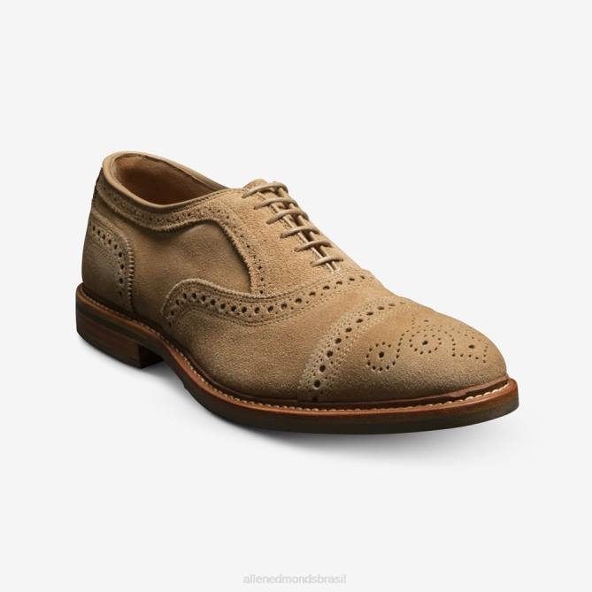 Allen Edmonds homens Strandmok Oxford cap toe com sola de borracha dainite 68T8D245 camurça camelo