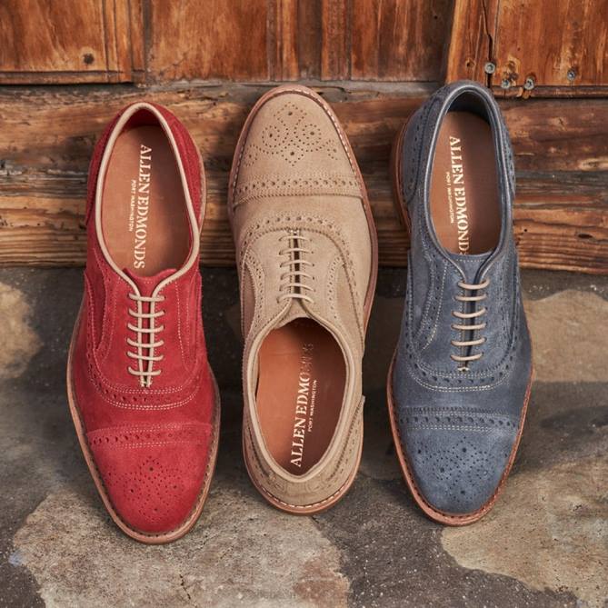 Allen Edmonds homens Strandmok Oxford cap toe com sola de borracha dainite 68T8D245 camurça camelo