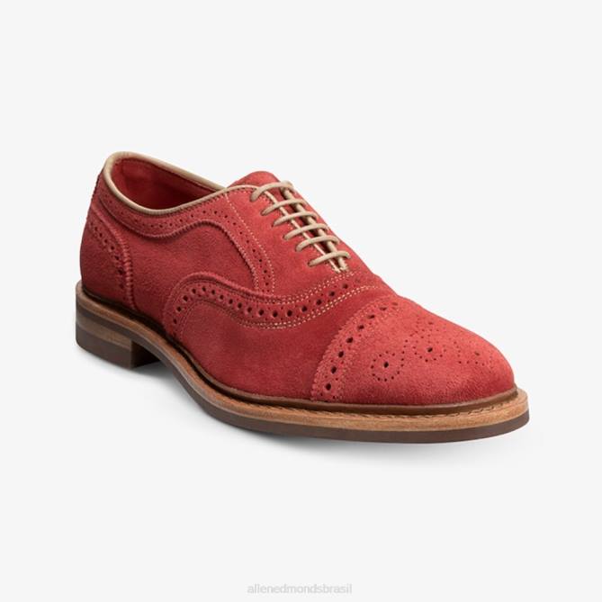 Allen Edmonds homens Strandmok Oxford cap toe com sola de borracha dainite 68T8D246 camurça vermelha carmesim