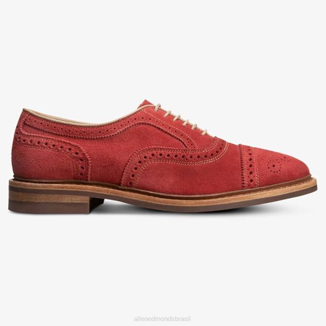 Allen Edmonds homens Strandmok Oxford cap toe com sola de borracha dainite 68T8D246 camurça vermelha carmesim
