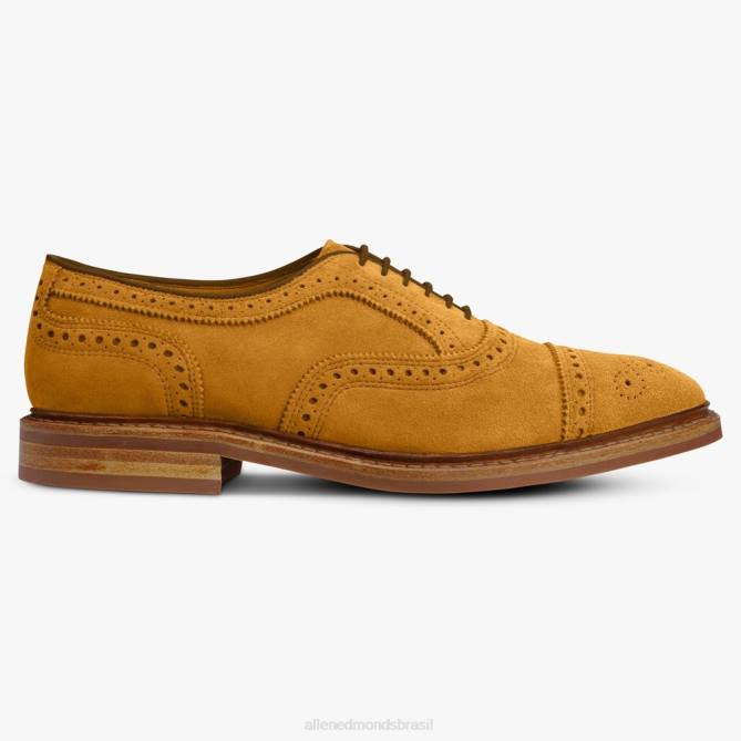 Allen Edmonds homens Strandmok Oxford cap toe com sola de borracha dainite 68T8D247 camurça de açafrão