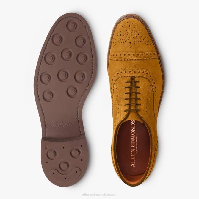 Allen Edmonds homens Strandmok Oxford cap toe com sola de borracha dainite 68T8D247 camurça de açafrão
