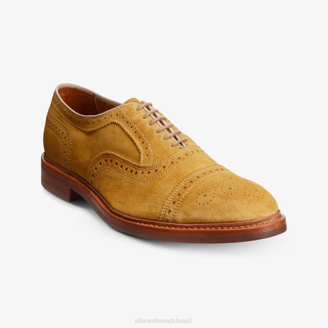 Allen Edmonds homens Strandmok Oxford cap toe com sola de borracha dainite 68T8D248 camurça amarela mineral