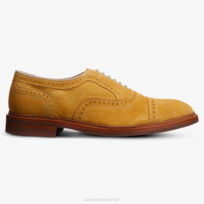 Allen Edmonds homens Strandmok Oxford cap toe com sola de borracha dainite 68T8D248 camurça amarela mineral