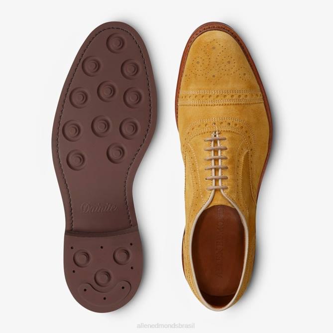 Allen Edmonds homens Strandmok Oxford cap toe com sola de borracha dainite 68T8D248 camurça amarela mineral