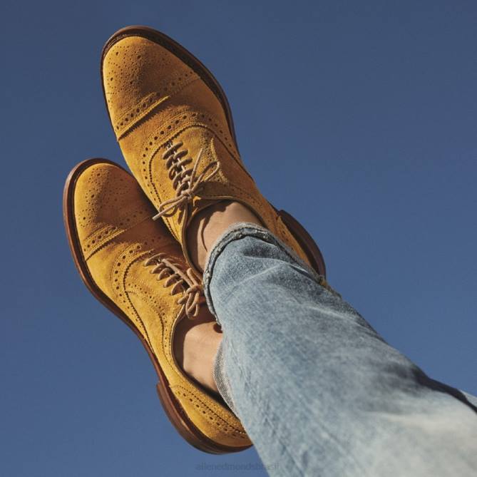 Allen Edmonds homens Strandmok Oxford cap toe com sola de borracha dainite 68T8D248 camurça amarela mineral