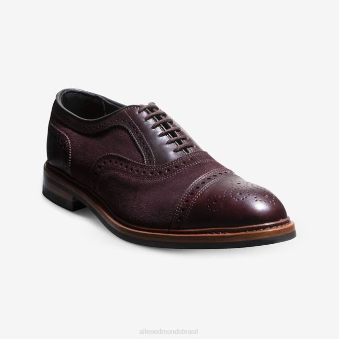 Allen Edmonds homens Strandmok Oxford cap toe com sola de borracha dainite 68T8D249 camurça bordô